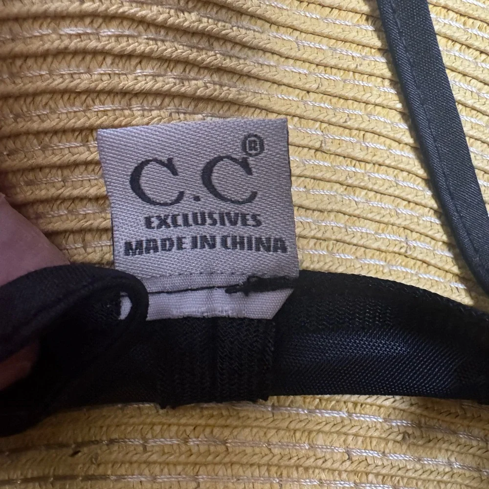 CC Exclusives Paper Floppy Sun Hat with Black Band Adjustable interior band